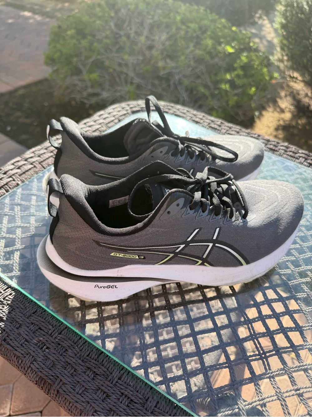Asics Men's Gray and Black Running Shoes with White Sole